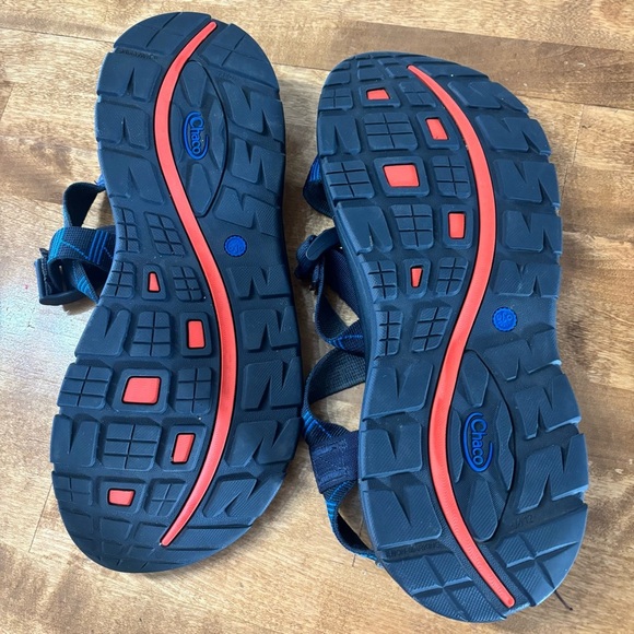 CHACO Men’s Chaco Sandals Like New Blue with Straps Size 12 - Picture 7 of 8